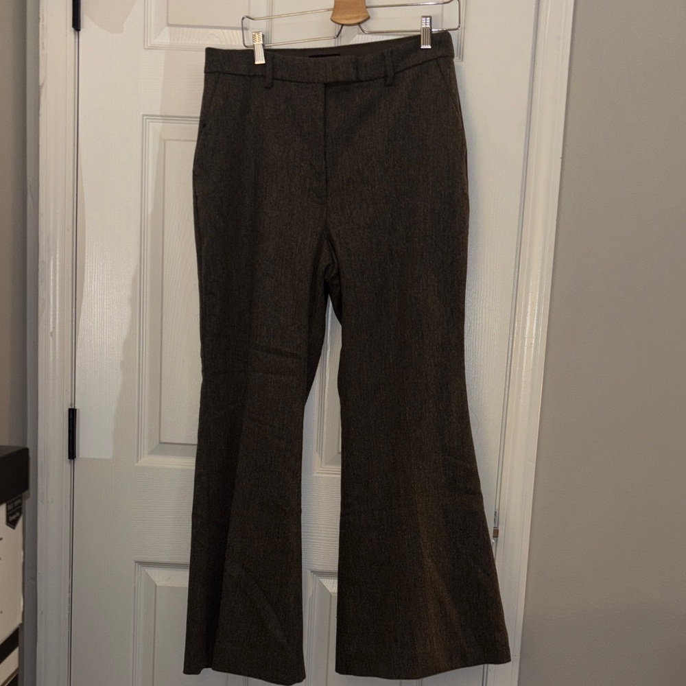 Express Brown Flared Wool Blend Trousers - 14S